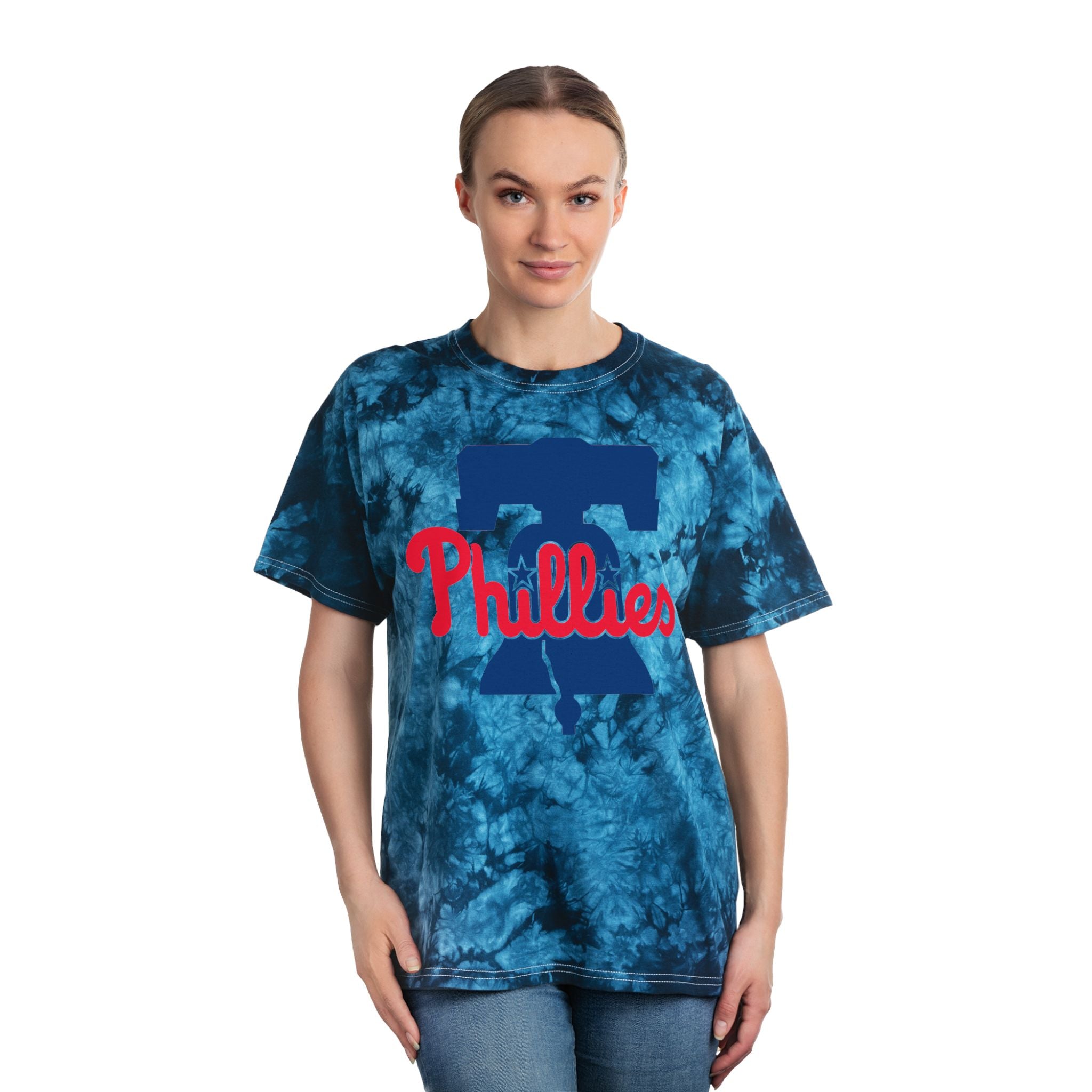 Crystal Blue Tie-Dye Tee, Retro Style Shirt for Sports Fans, Unisex Casual Wear for Summer, Perfect for Outdoor Events, Vintage Vibe