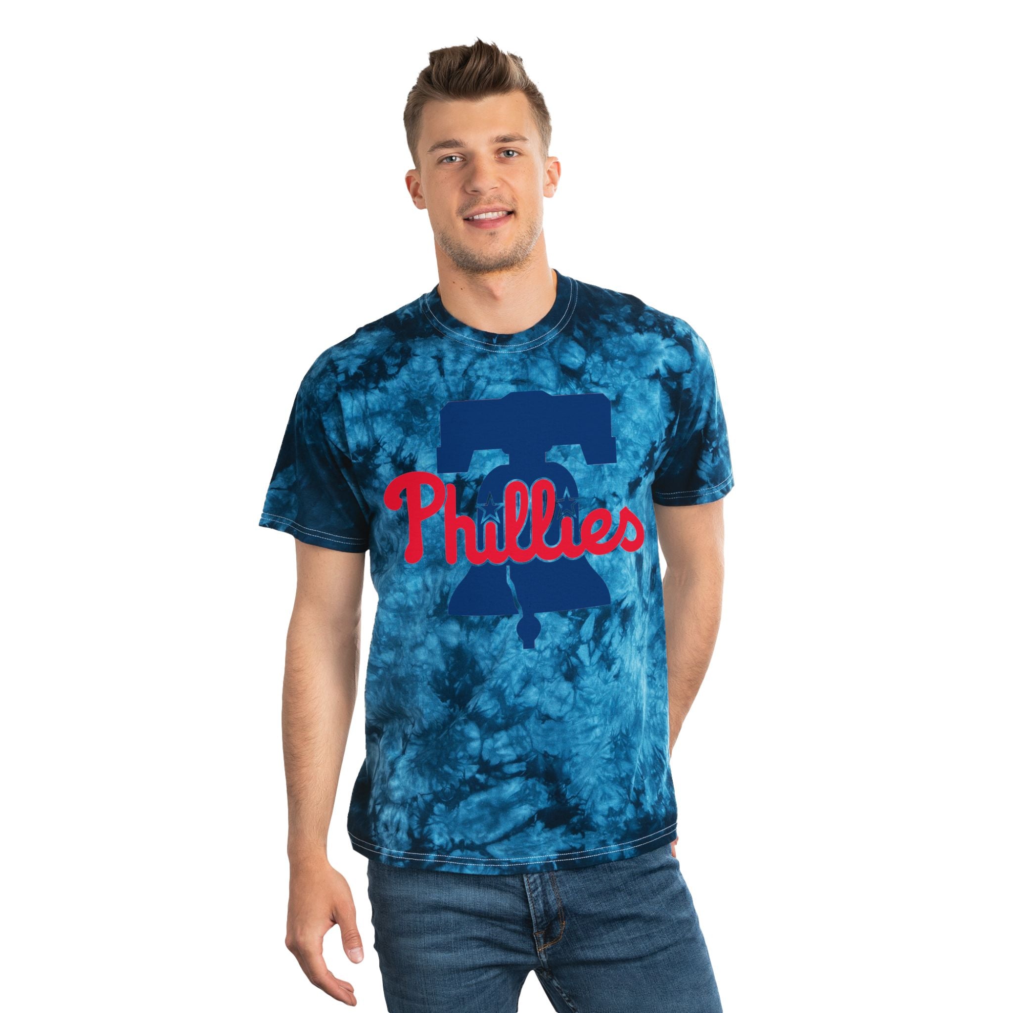 Crystal Blue Tie-Dye Tee, Retro Style Shirt for Sports Fans, Unisex Casual Wear for Summer, Perfect for Outdoor Events, Vintage Vibe