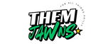 Logo for 'Them Jaws' with a stylized text design on a white background